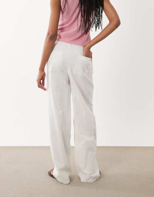ASOS DESIGN Tall - Pantaloni effetto lino bianco sporco, 3 di 5
