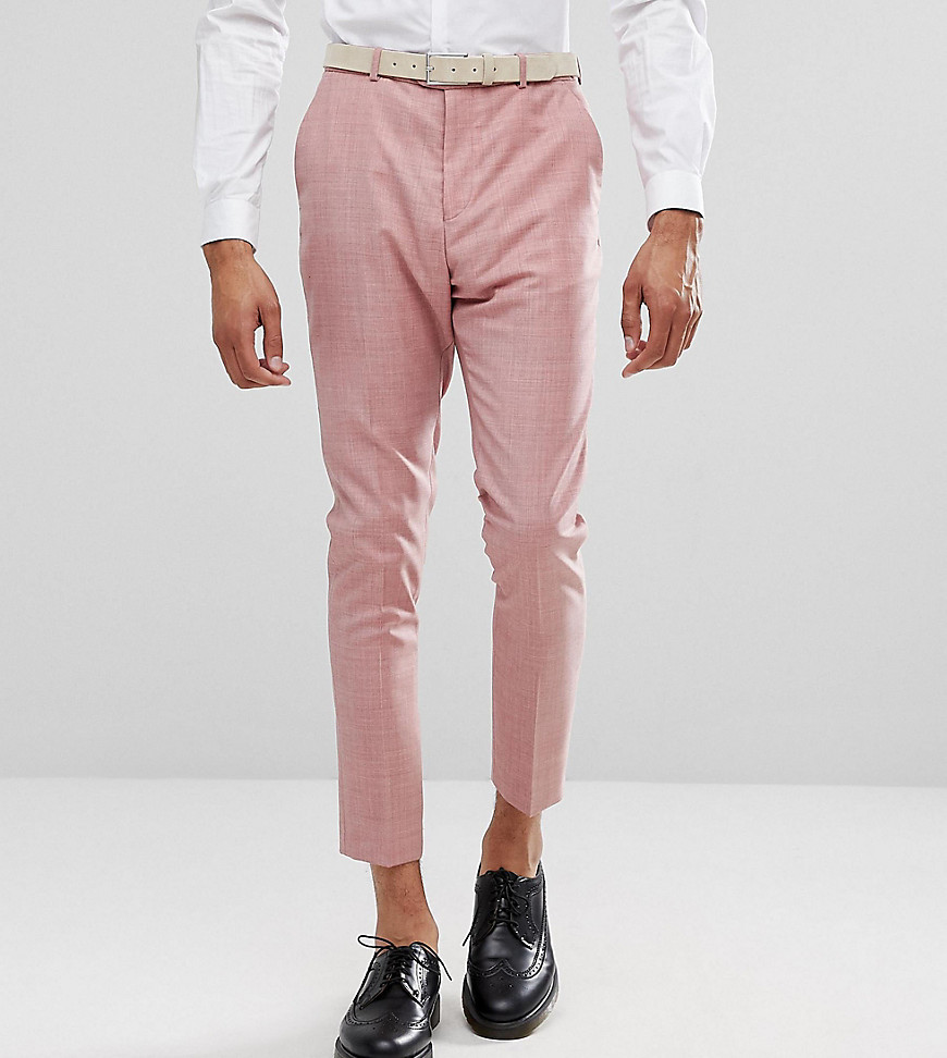 ASOS DESIGN TALL - Pantaloni eleganti stretti in fondo rosa 100% lana
