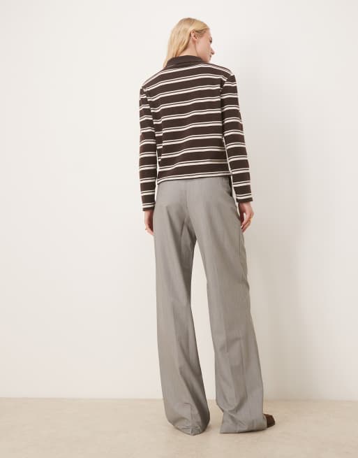 ASOS DESIGN Tall - Pantaloni sartoriali a fondo ampio grigi con pieghe, 3 di 5