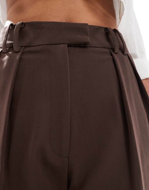 ASOS DESIGN Tall - Pantaloni sartoriali a fondo ampio marroni, 2 di 5