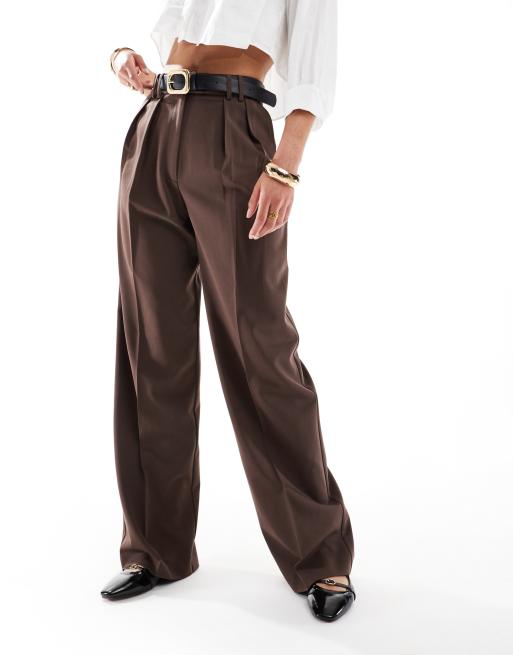 ASOS DESIGN Tall - Pantaloni sartoriali a fondo ampio marroni, 3 di 5