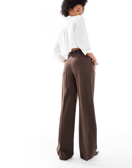 ASOS DESIGN Tall - Pantaloni sartoriali a fondo ampio marroni, 5 di 5