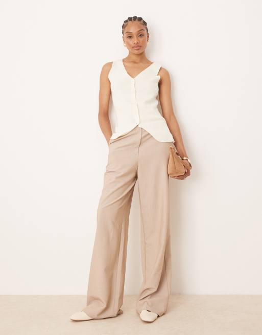 ASOS DESIGN Tall - Pantaloni sartoriali comodi dritti color pietra