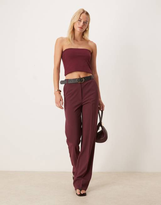 ASOS DESIGN Tall pantaloni sartoriali dritti comodi in color mora, 1 di 5