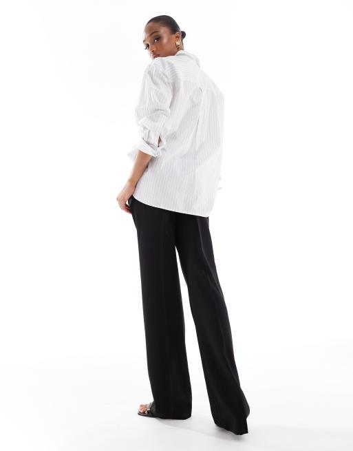 ASOS DESIGN Tall - Pantaloni sartoriali dritti neri a vita alta, 4 di 5