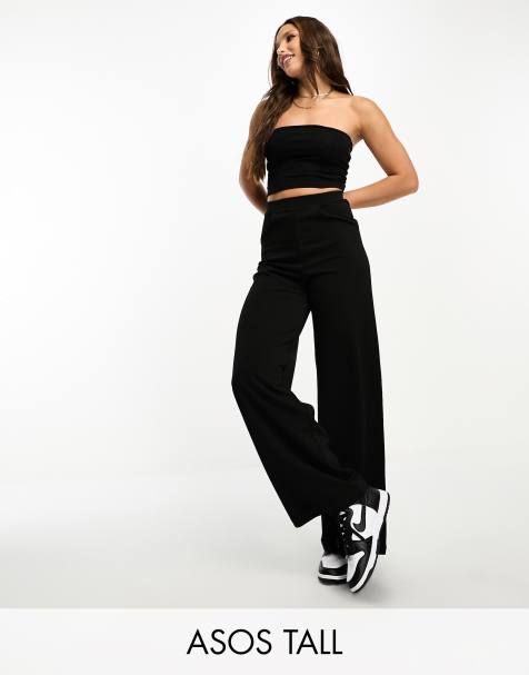 ASOS DESIGN Tall - Pantaloni sartoriali in jersey a fondo ampio neri - view 1
