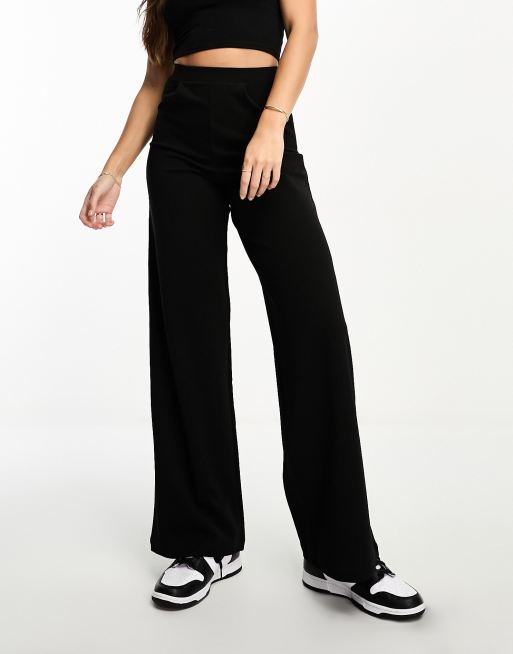 ASOS DESIGN Tall - Pantaloni sartoriali in jersey a fondo ampio neri, 2 di 4