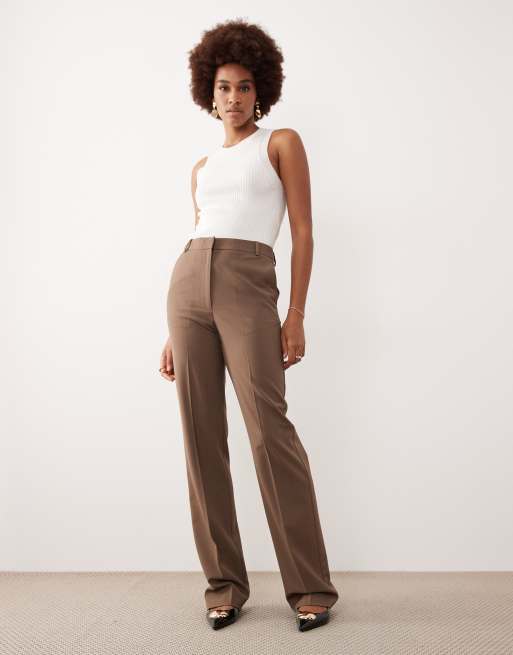 ASOS DESIGN Tall - Pantaloni sartoriali slim dritti color tortora scuro