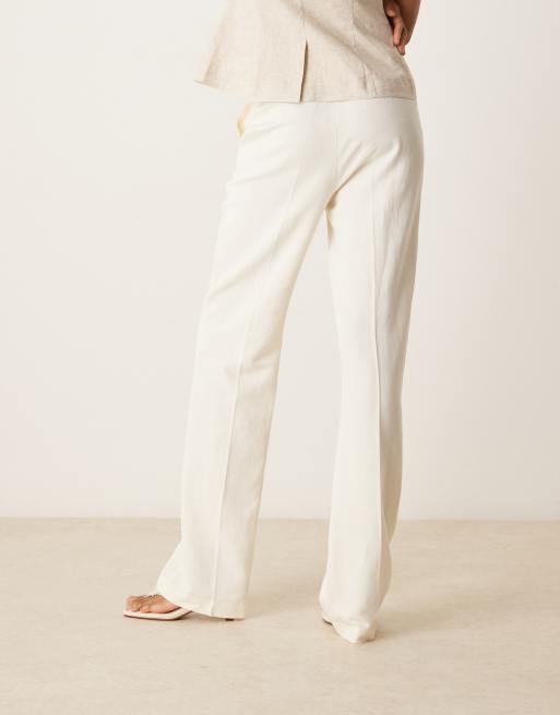 ASOS DESIGN Tall - Pantaloni sartoriali slim dritti in lino crema, 3 di 5