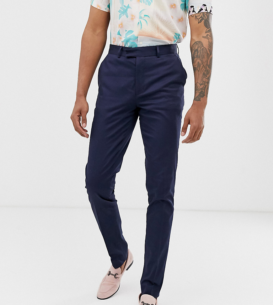 ASOS DESIGN Tall - Pantaloni skinny eleganti di cotone blu navy
