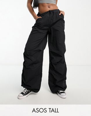 ASOS DESIGN ultra wide parachute cargo pants in charcoal