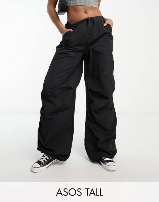 Black Toggle Detail Cargo Pants