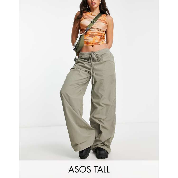 ASOS DESIGN Tall parachute cargo pants in khaki ASOS