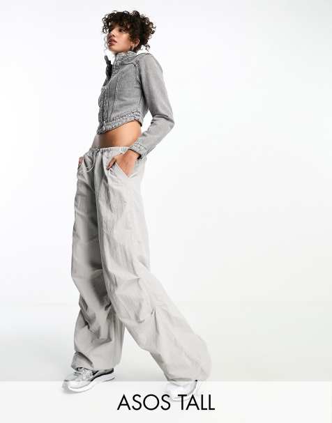 ASOS DESIGN Tall parachute cargo trouser in grey - view 1