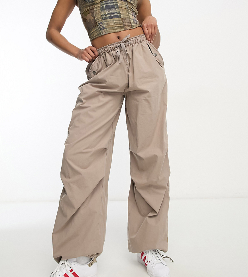 ASOS DESIGN Tall parachute cargo trouser in washed sand-Neutral
