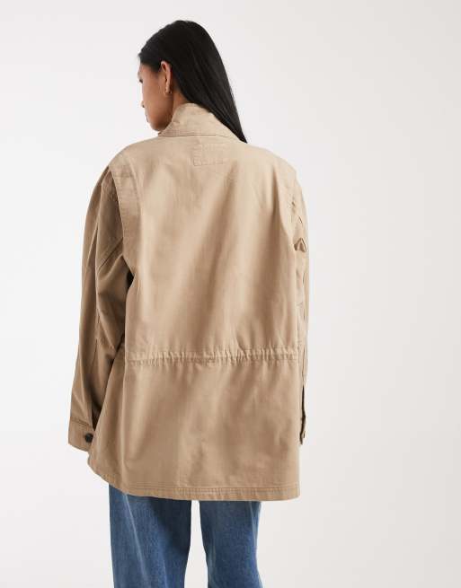 ASOS DESIGN Tall - Parka jack van katoen met vier zakken in stone, 4 van 4