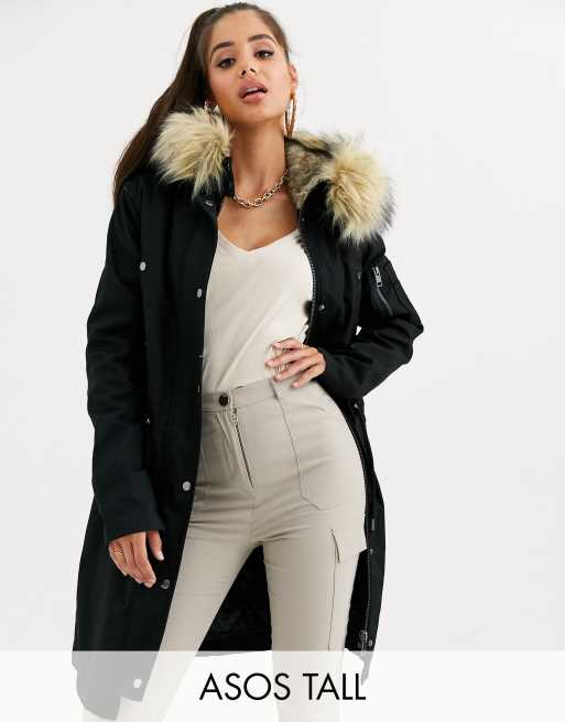 Asos parka with sale detachable faux fur liner