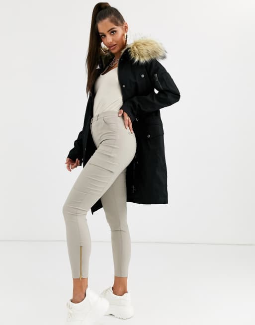 Asos design parka with detachable faux fur on sale liner