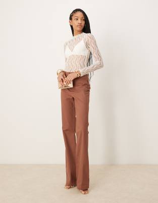 Tall patch pocket flare pants in brown