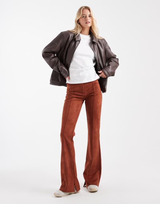 ASOS DESIGN Tall patch pocket pants in suedette in brown