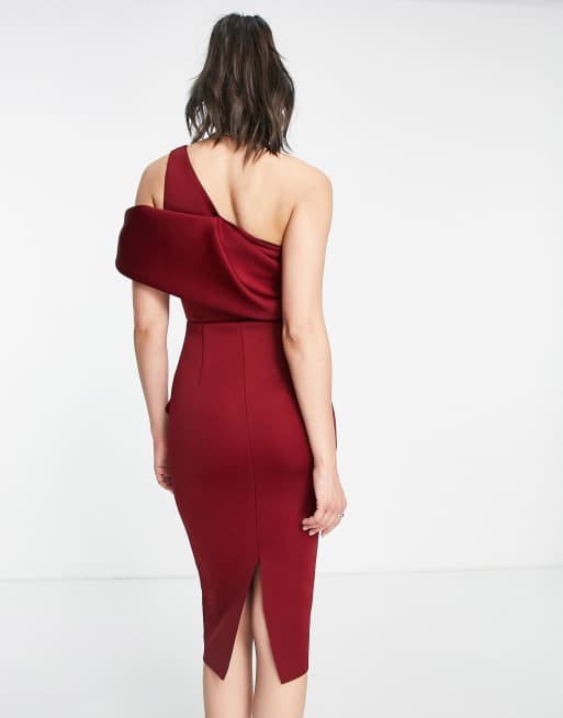 Asos one shoulder tuck midi dress best sale