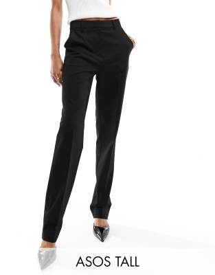 Asos Design Tall Slim Skim Cigarette Pant In Black In Black