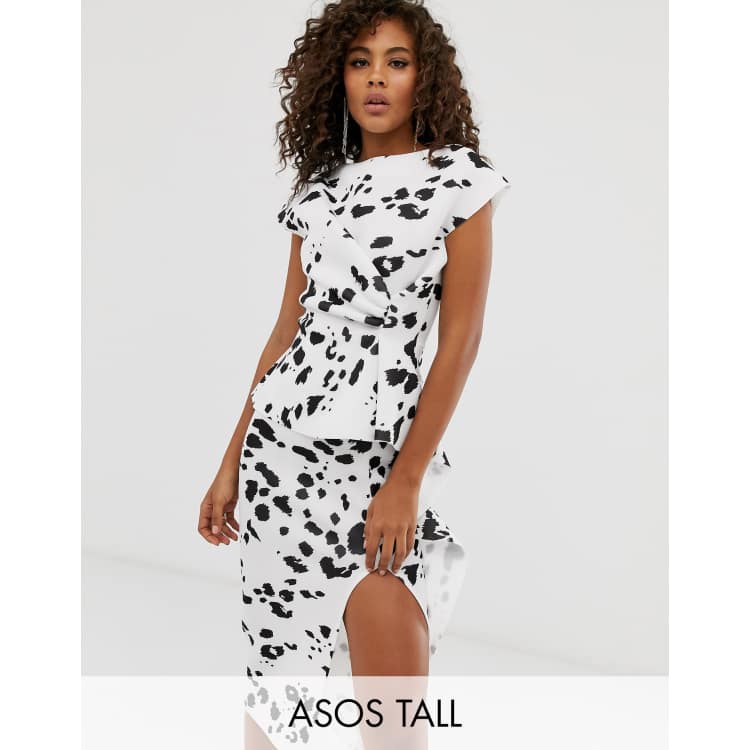 Asos design peplum pencil shop midi dress with tuck detail