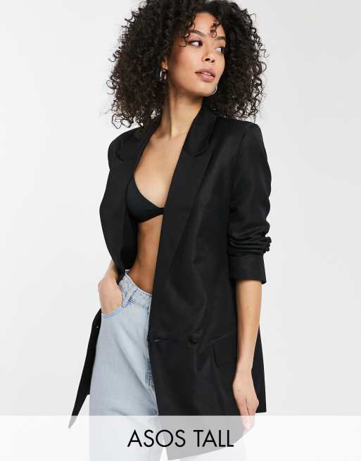 ASOS DESIGN Petite long line perfect blazer in black