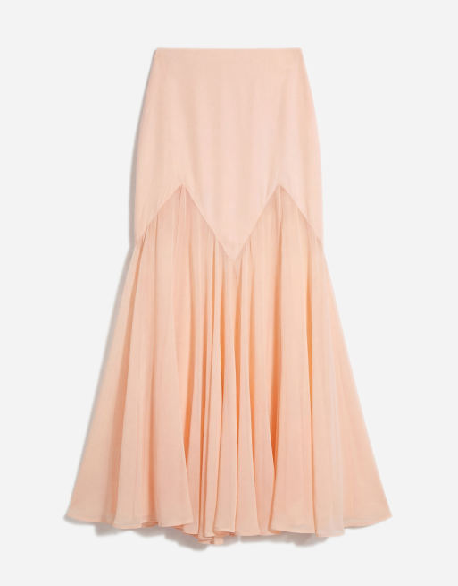 ASOS DESIGN Tall – Persikofärgad kjol i satin och chiffongmix med fishtail, 6 av 7
