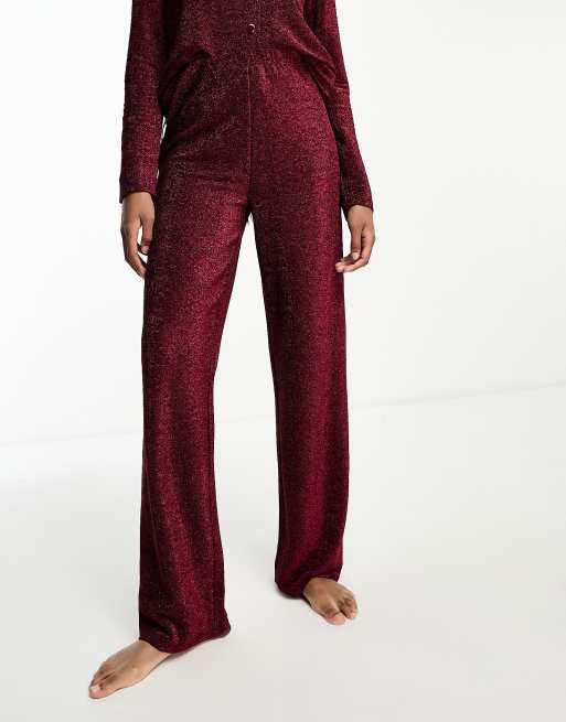 ASOS DESIGN Tall - Pink pyjamassæt med skjorte og bukser med glimmer, 4 af 4