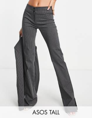 ASOS DESIGN premium modal double layer slim flare pants in gray