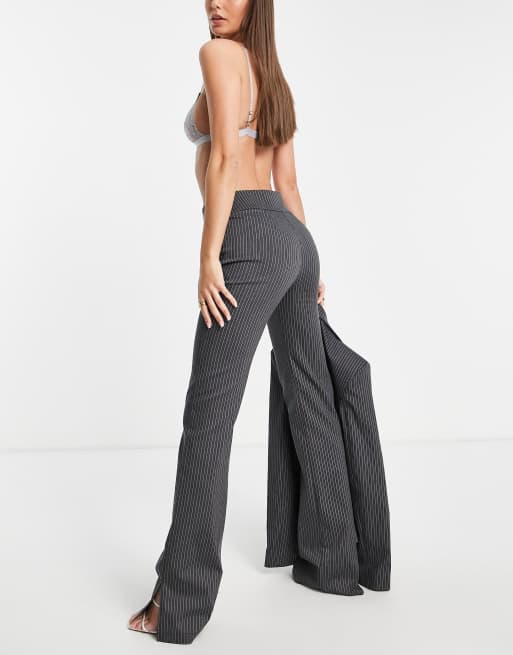 ASOS DESIGN Tall pinstripe flare pants in gray