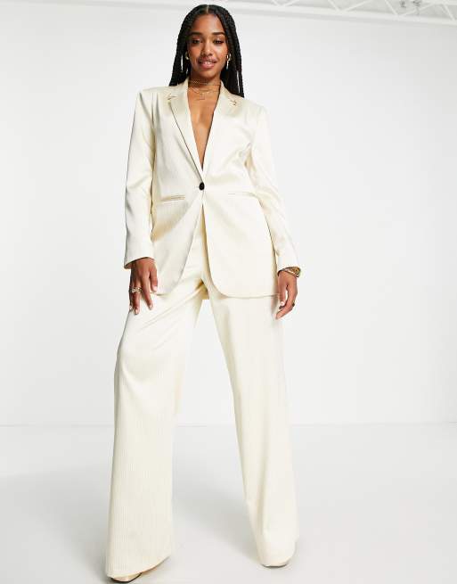 ASOS White Pinstripe Suit Blazer