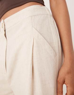 Asos Design Tall Pleat Front Tapered Linen Blend Pants
