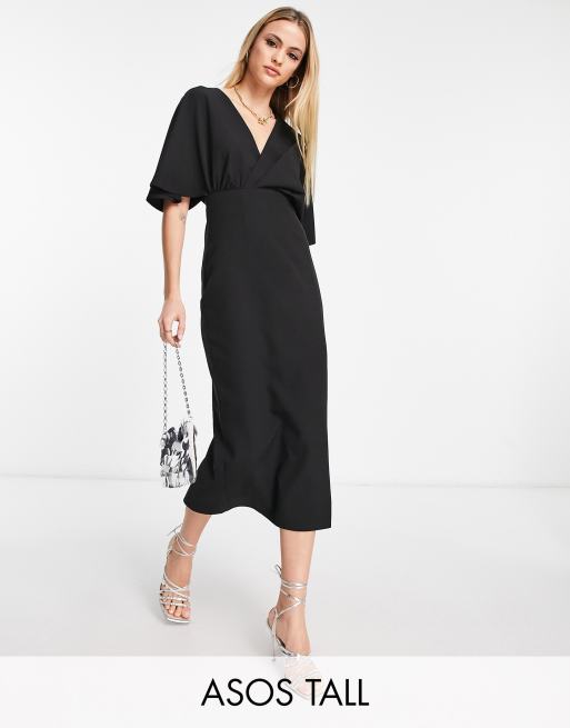 FhyzicsShops DESIGN Tall pleated blouson midi Outfit dress in black