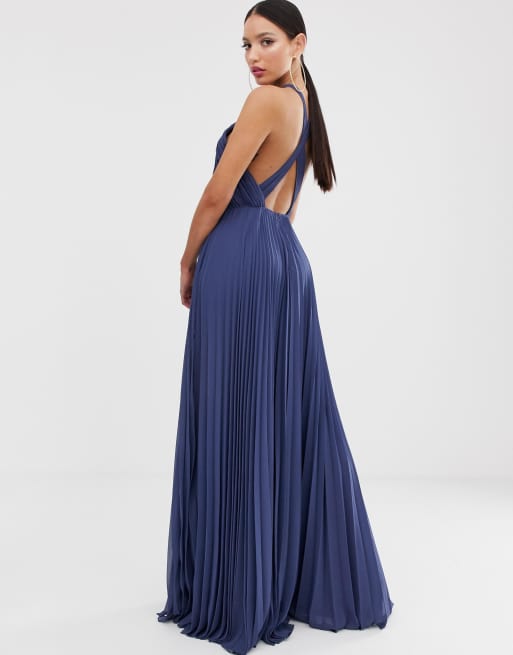 Asos design pleated hotsell bodice halter midi dress