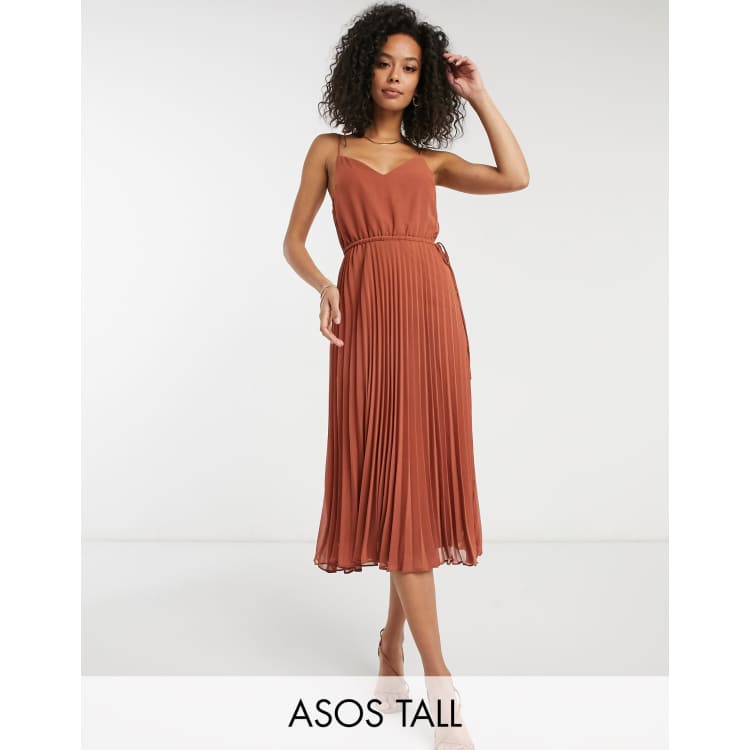 Asos design broderie cami midi dress with pleated skirt 2025