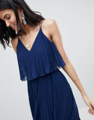 pleated crop top maxi dress