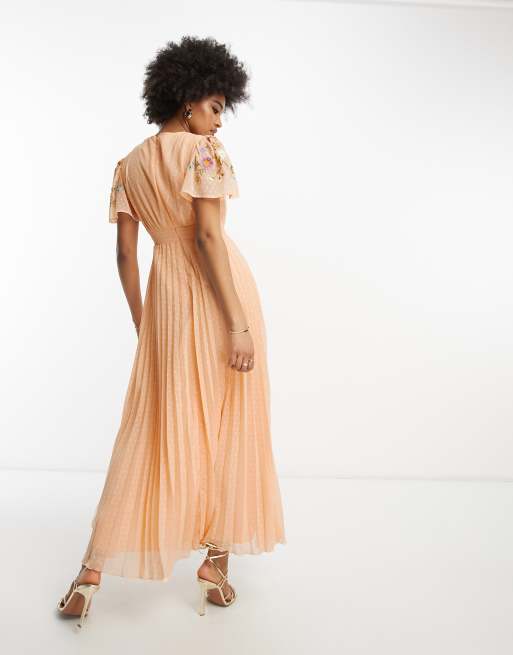 Asos design maxi dress with 2024 pinny bodice in embroidered dobby