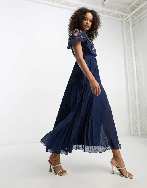 Asos embroidered best sale midi dress