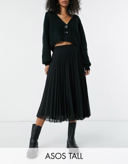 Black pleated hotsell midi skirt