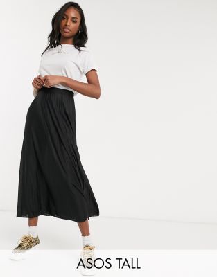 asos black pleated midi skirt