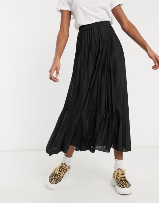 ASOS DESIGN pleated midi skirt in black