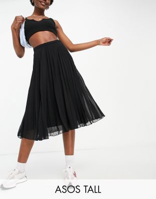 ASOS DESIGN Tall pleated midi skirt in black ASOS