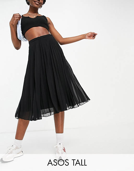 Skirts Tall pleated midi skirt in black 
