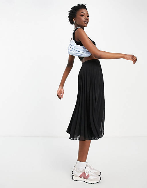 Women Tall pleated midi skirt in black 
