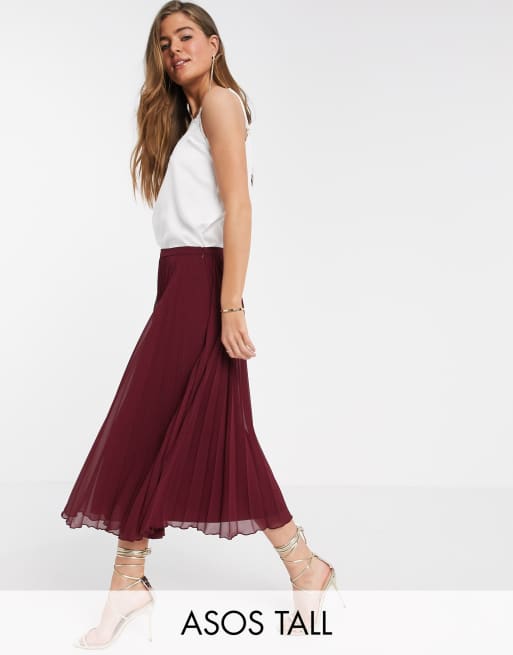 Asos design tall 2025 pleated midi skirt