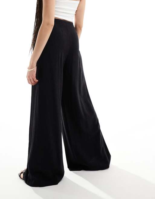 ASOS DESIGN Tall pleated palazzo wide leg pants with linen in