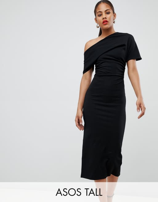 Asos pleated 2025 shoulder pencil dress