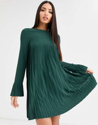 asos pleated trapeze mini dress